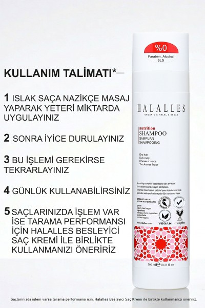 Kuru Ve Yıpranmış Saçlar Için Vitamin Biotin Amino Asit İçeren Besleyici Şampuan Sülfatsız Vegan 300 ml - Thumbnail