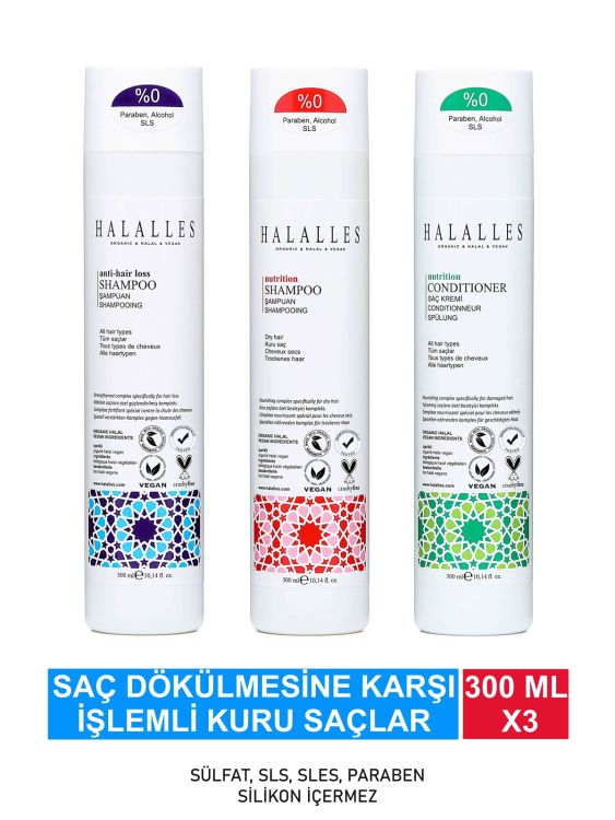 Halalles Saç Dökülmesine Karşı Şampuan İşlemli Kuru Saçlar