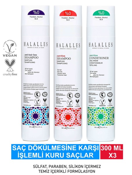 Halalles - Halalles Saç Dökülmesine Karşı Şampuan İşlemli Kuru Saçlar
