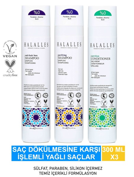 Halalles Saç Dökülmesine Karşı Şampuan İşlemli Yağlı Saçlar - Thumbnail