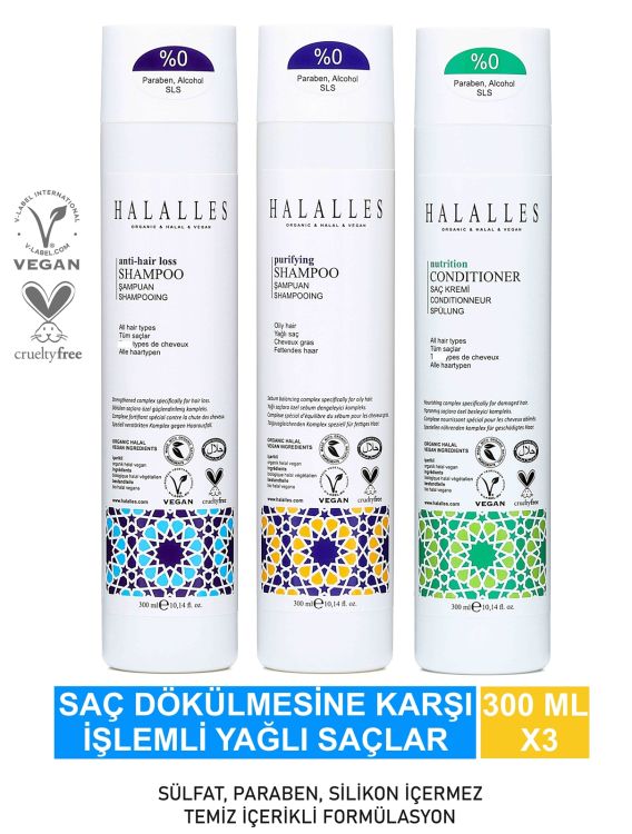 Halalles Saç Dökülmesine Karşı Şampuan İşlemli Yağlı Saçlar