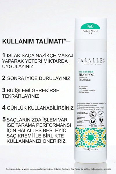 Halalles Kepeğe Karşı Şampuan Piroctone Olamine İçeren Kepek + Kaşıntıyı Yatıştırıcı - Thumbnail
