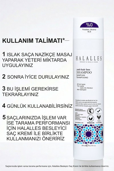Saç Dökülmesine Karşı Vitamin Biotin ve Amino Asit İçeren Şampuan Sülfatsız Vegan 300 ml - Thumbnail
