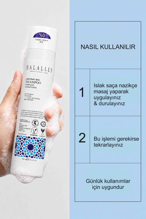 Halalles Saç Dökülmesine Karşı Şampuan Vitamin + Biotin + Amino Asit